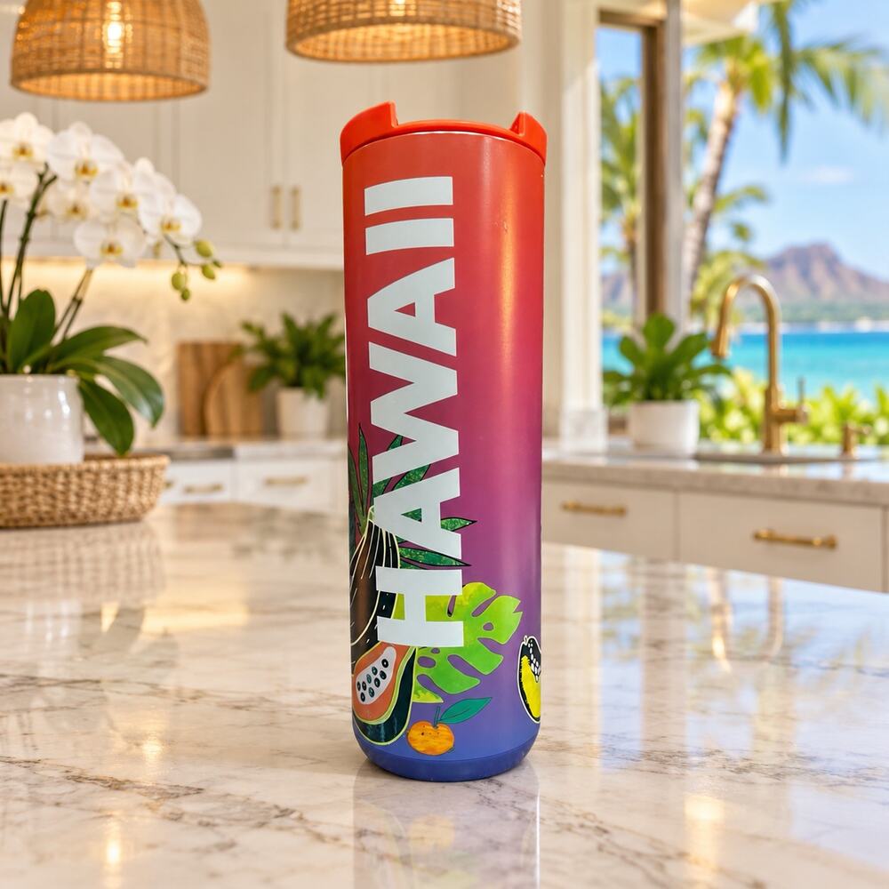 Starbucks Hawaii Insulated Tumbler 16oz Palm Leaf Travel Cup READ